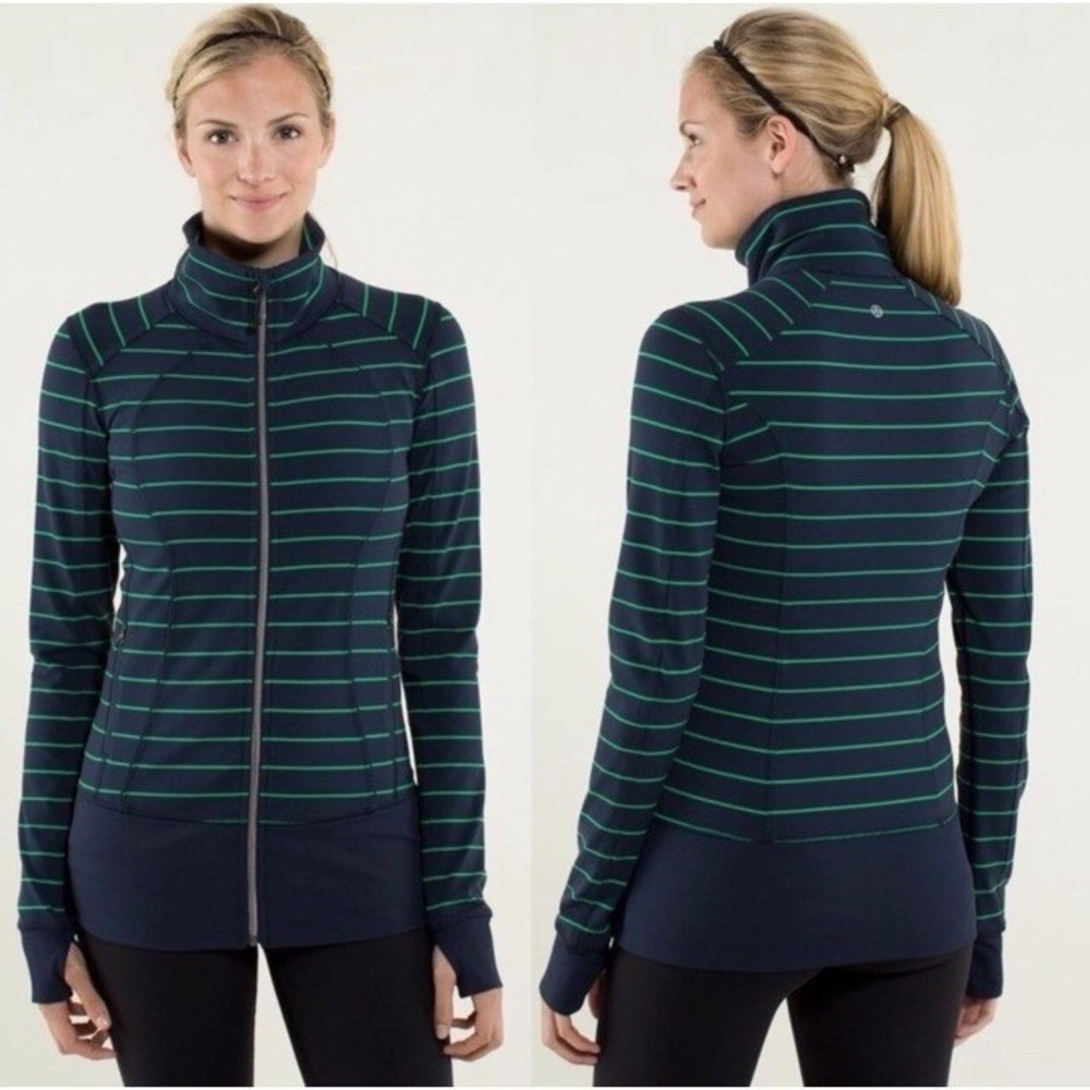 Lululemon Stride jacket navy/green stripes Size 2